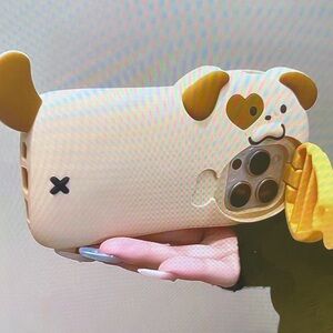 Cute Dog Design Phone Case - Cream and Brown